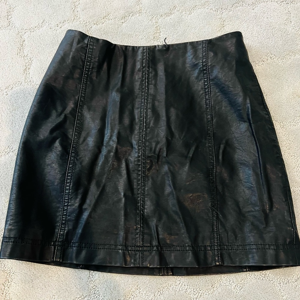 Free People black pleather mini skirt.